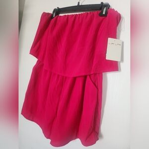 Women's BeBop Fuschia Strapless Romper With Pockets.